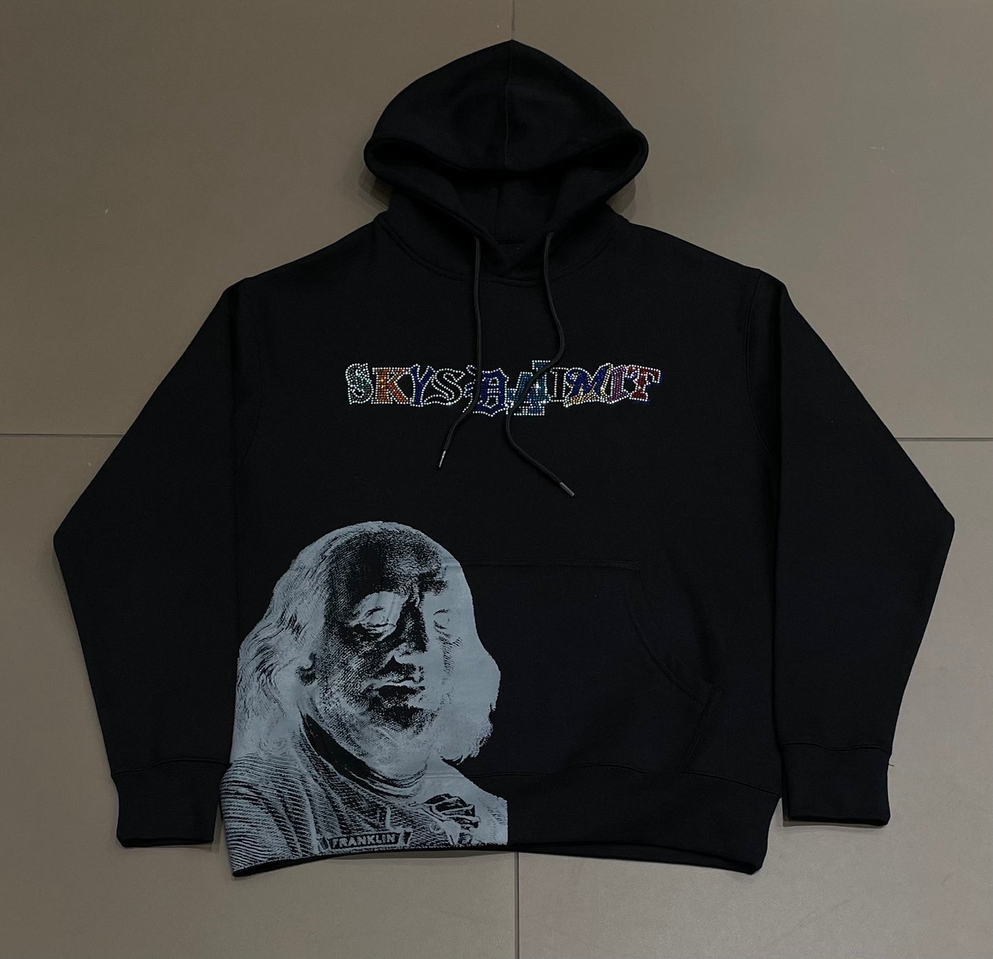 Black/Black SDL Skydalimit Rhinestone Hoodie