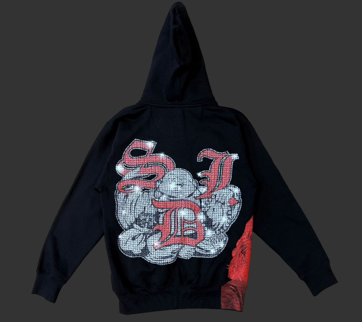 RHINESTONE EFFECT RED BUDDHA SDL ZIPUP