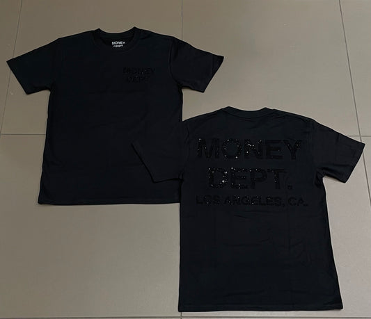 Black Rhinestone Money Dept Tee