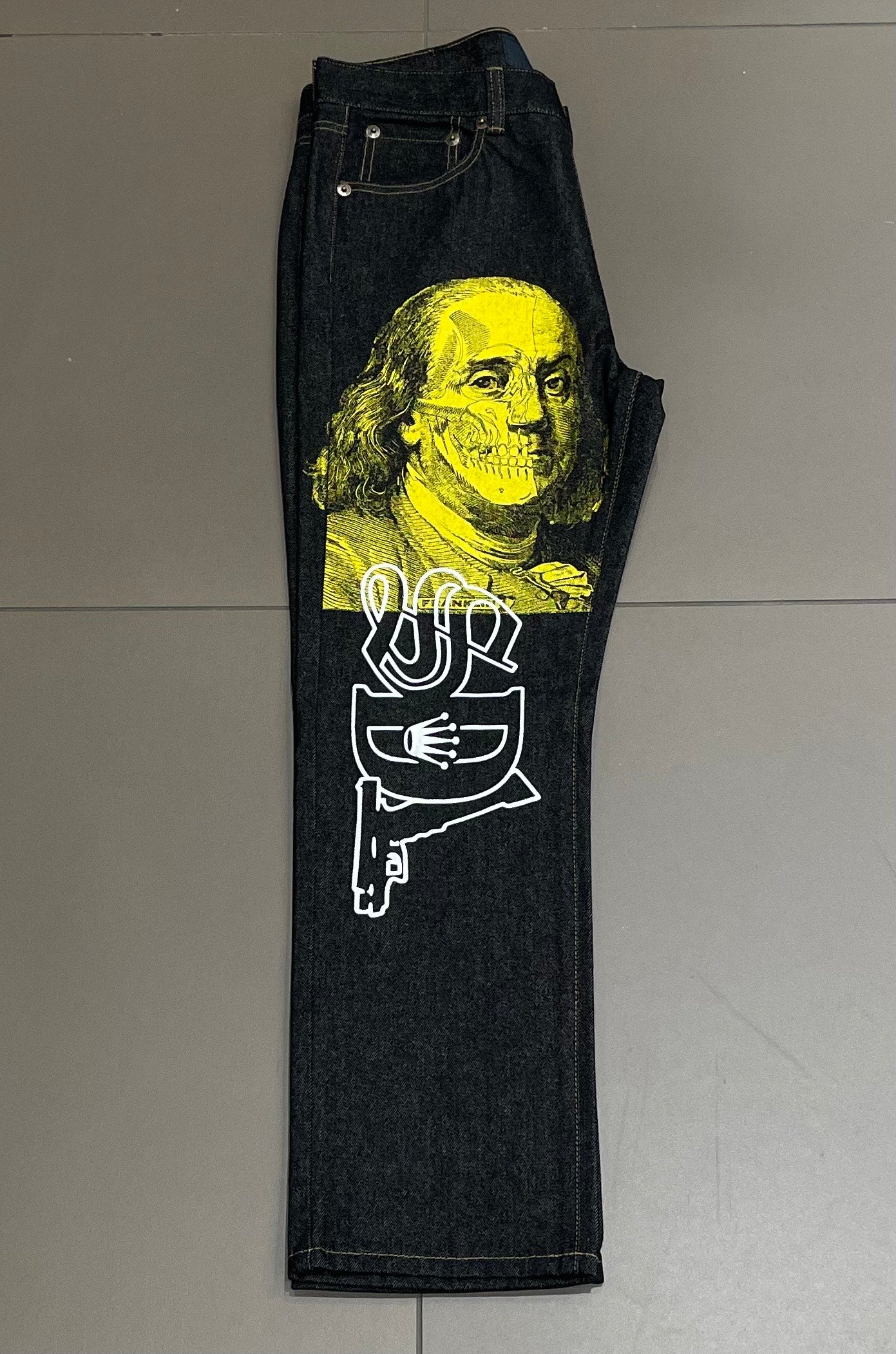 Black Denim/Yellow Skeleton SDL Jeans