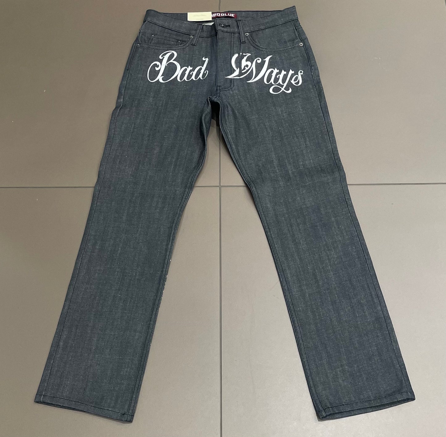 Grey Denim/White Badways Jeans