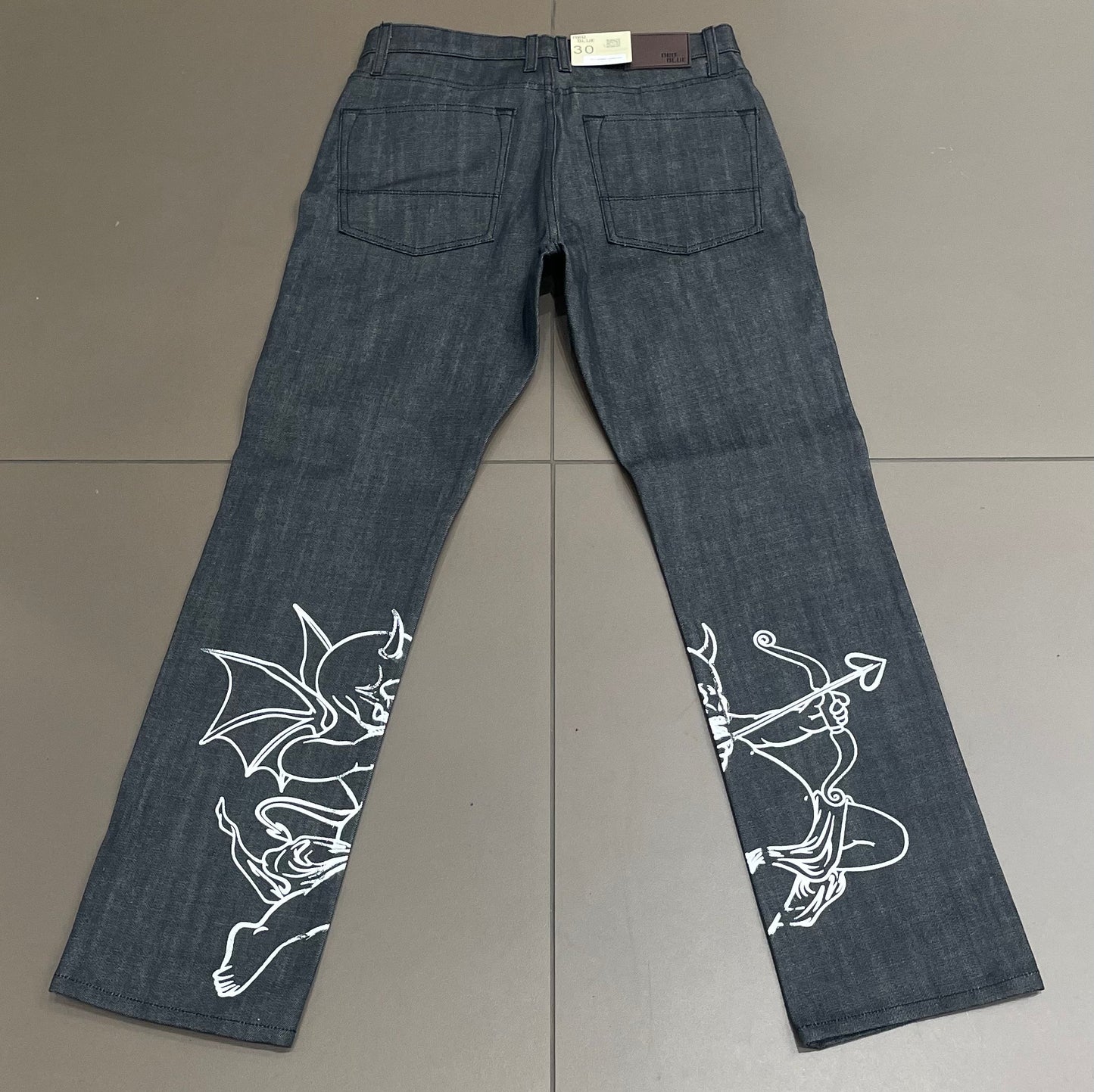Grey Denim/White Badways Jeans