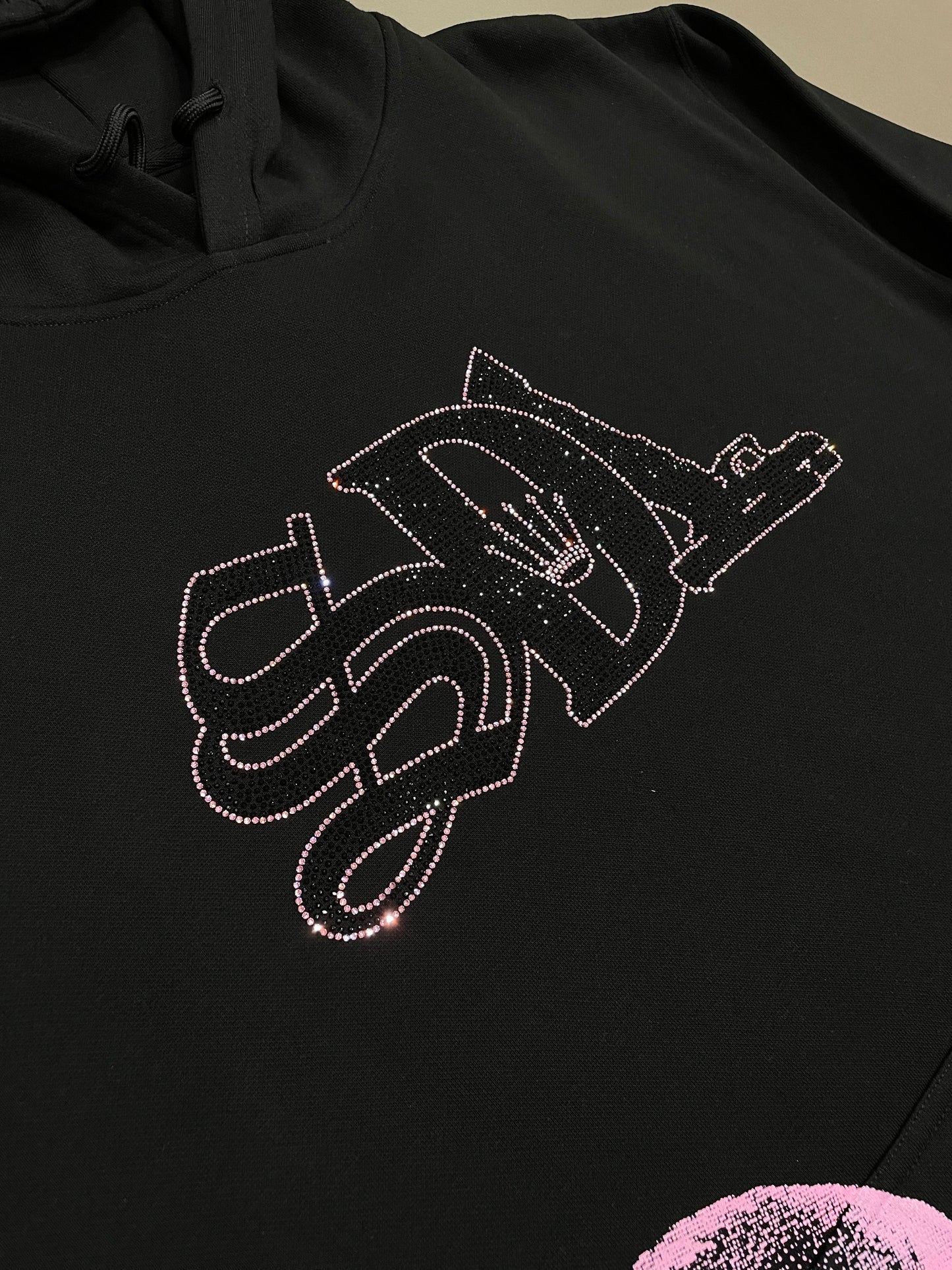 Black/Pink SDL Rhinestone Hoodie