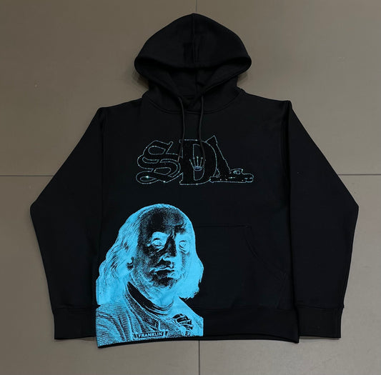 Black/Red SDL Rhinestone Hoodie