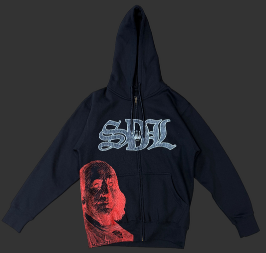 RHINESTONE EFFECT RED BUDDHA SDL ZIPUP