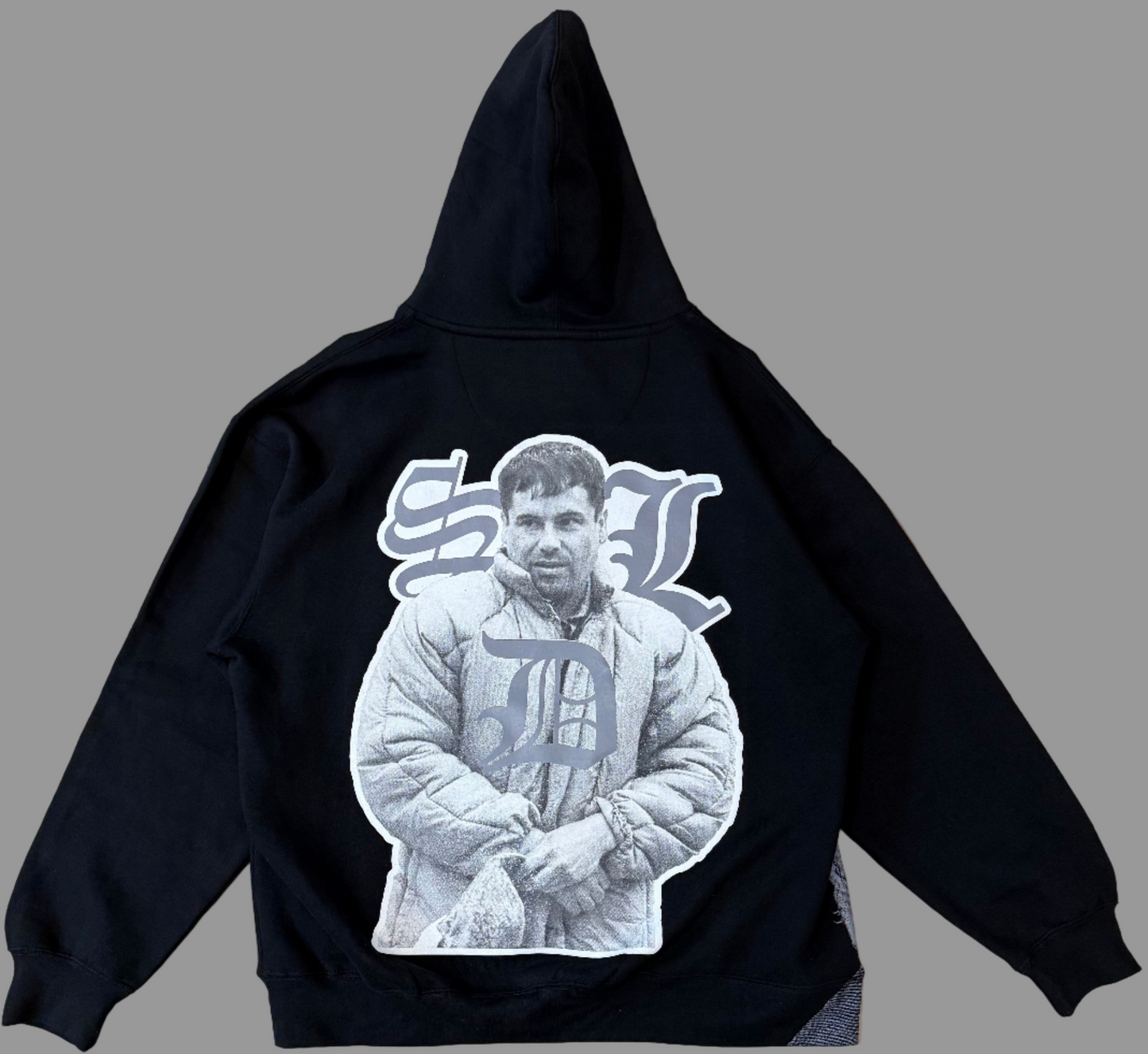 SDL HOODIE BLACK AND GRAY REALISTIC PRINT