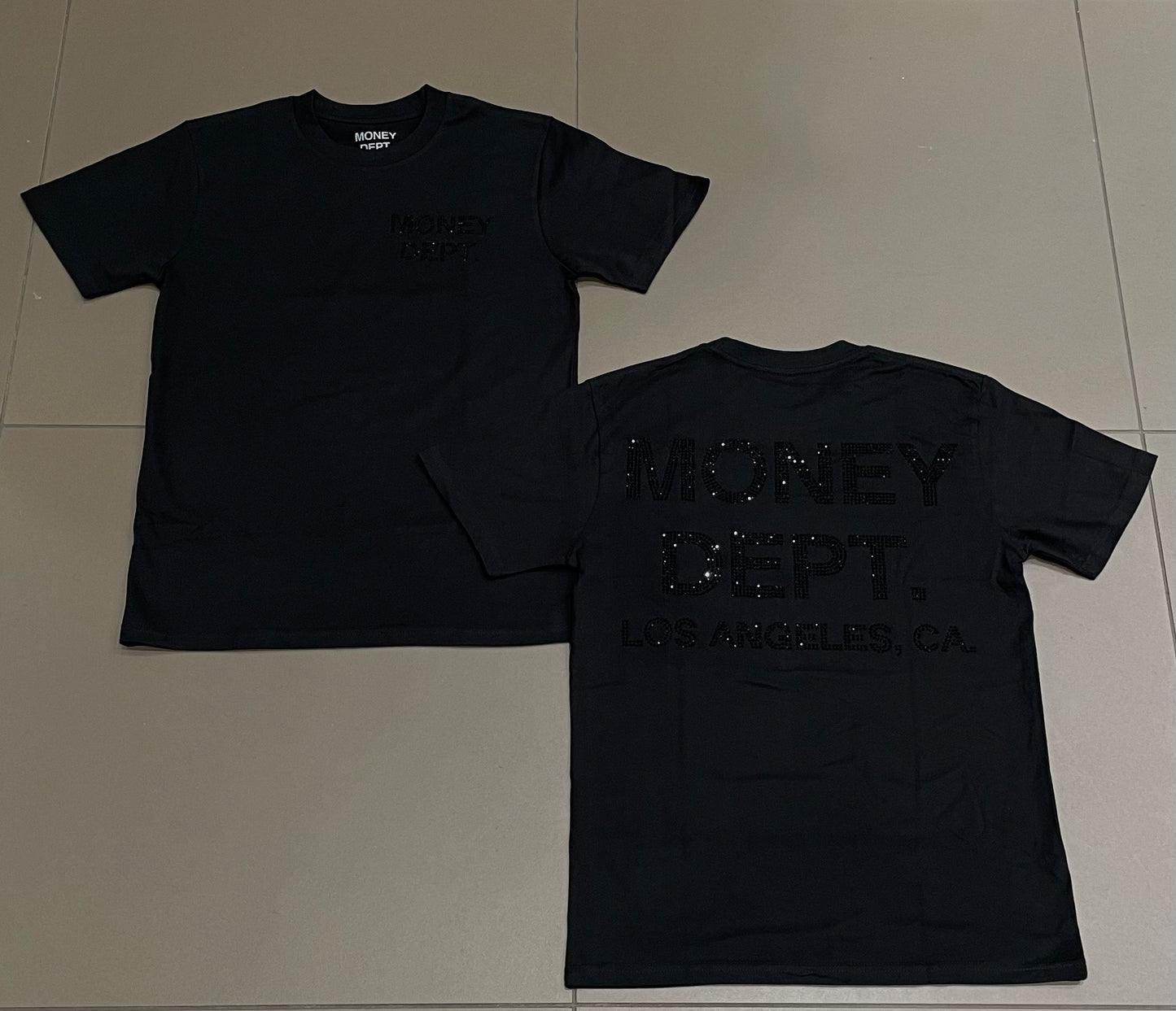 Black Rhinestone Money Dept Tee