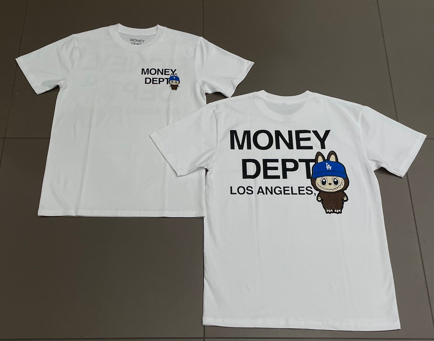 White LA Labubu Money Dept Tee