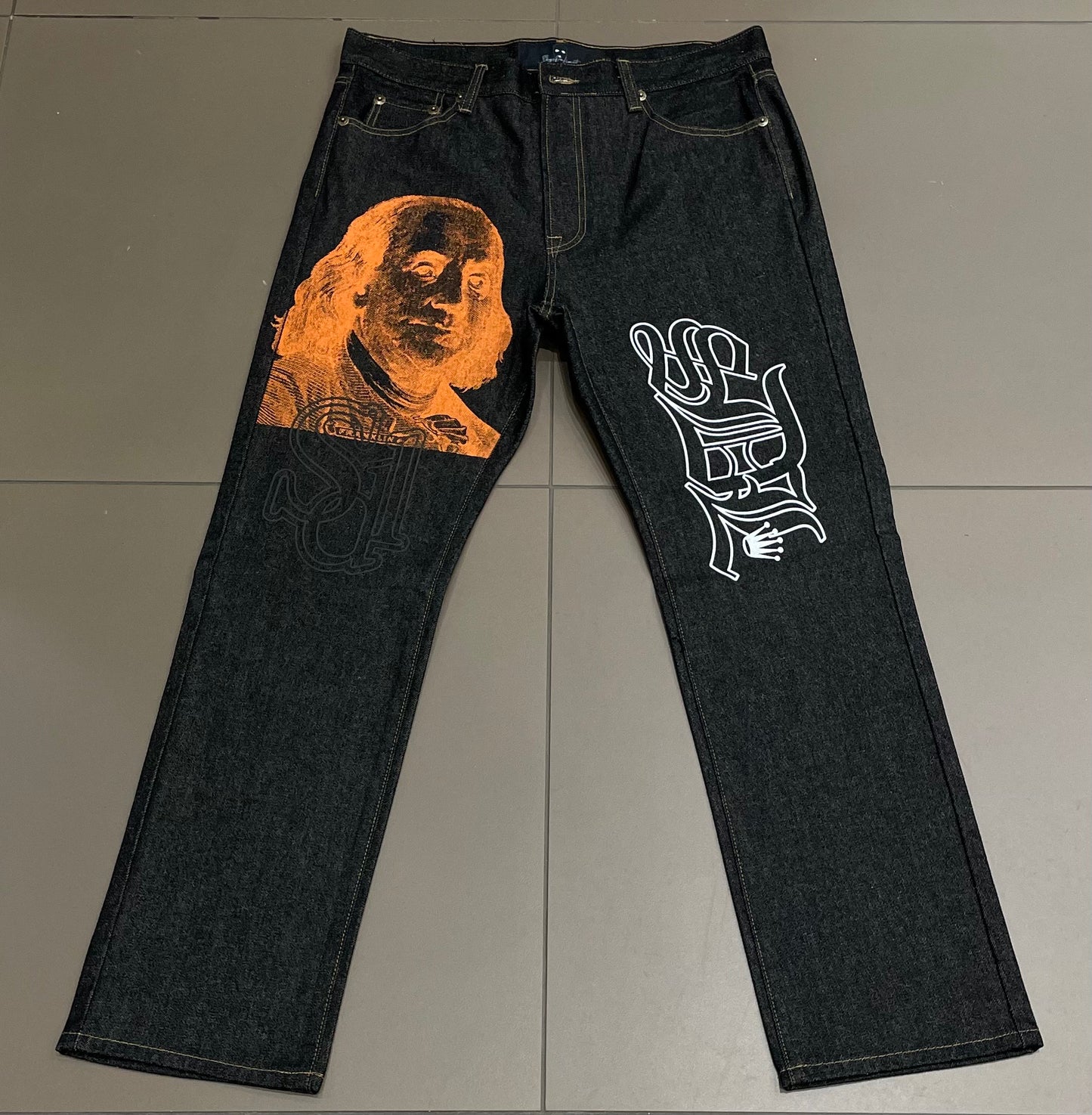 Black Denim/Orange SDL Jeans
