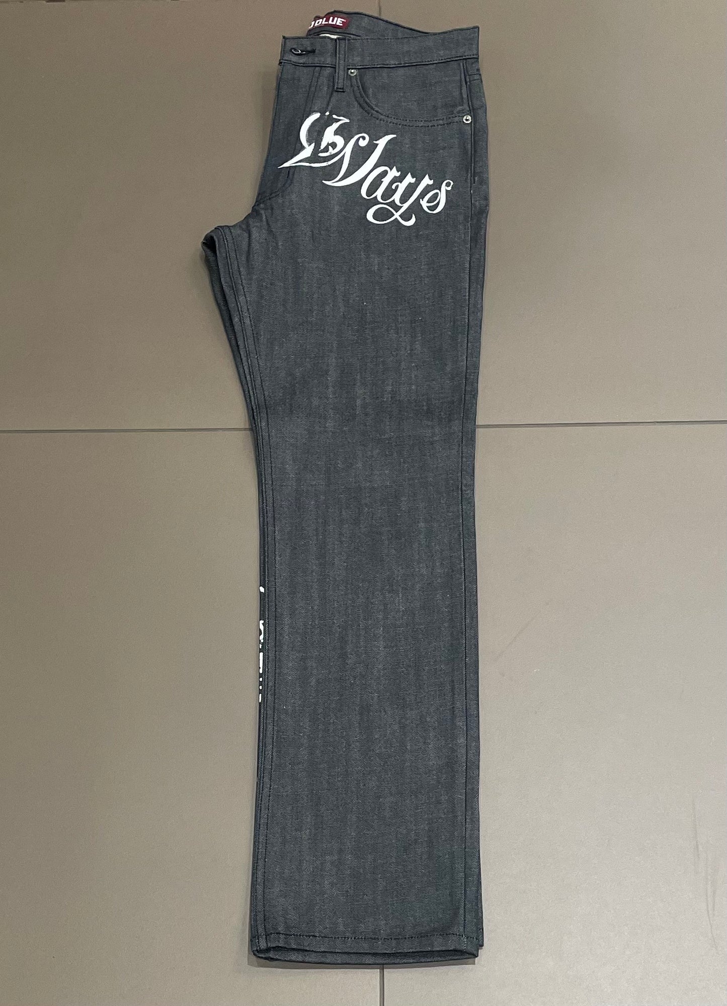 Grey Denim/White Badways Jeans