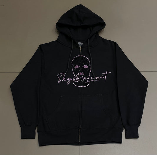 Black/Pink Chapo SDL Rhinestone Zipup