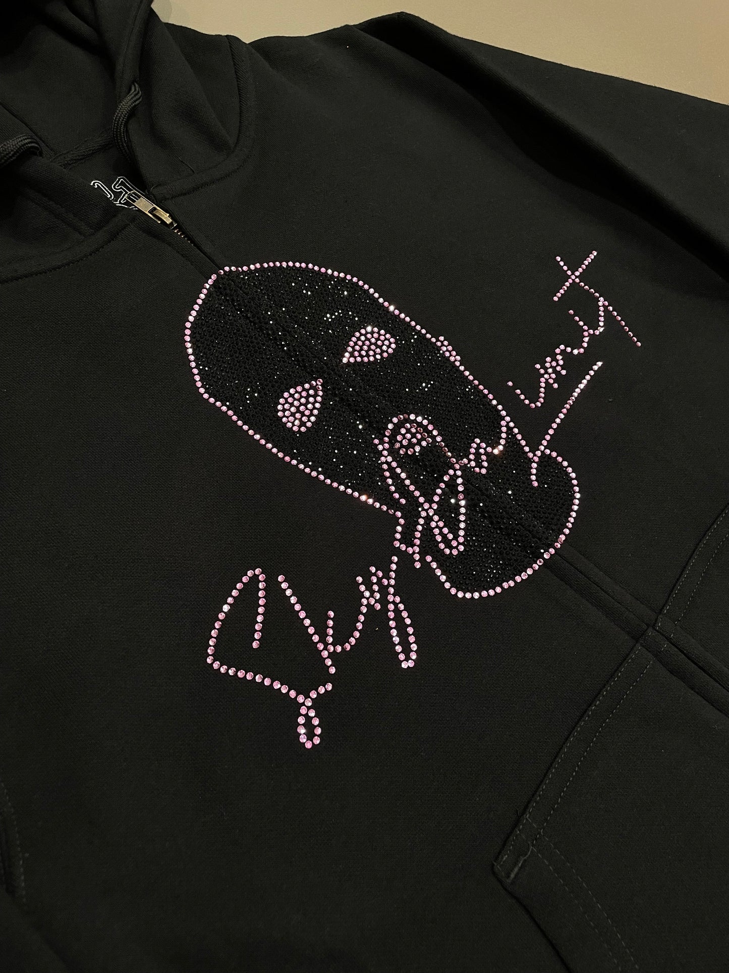 Black/Pink Chapo SDL Rhinestone Zipup
