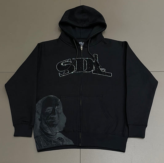 Black/Black Chapo SDL Rhinestone  Zipup