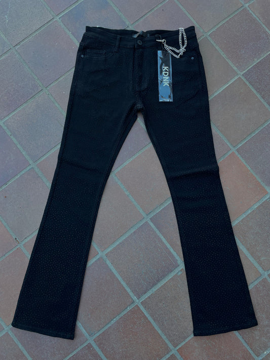 Black KDNK Skinny Rhinestone Flare Jeans