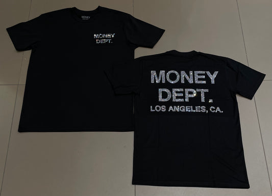 White Rhinestone Money Dept Tee