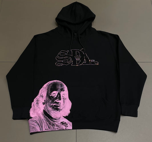 Black/Pink SDL Rhinestone Hoodie
