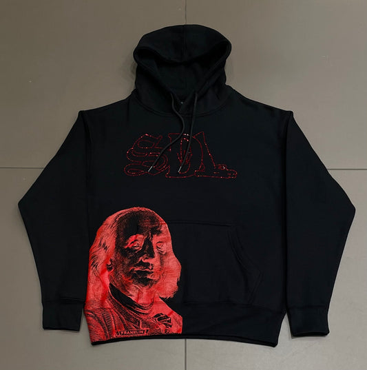 Black/Red SDL Budha Rhinestone Hoodie